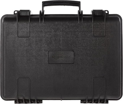 Amazon Basics Hard Camera Case, Medium, Black, Solid, 18"L x 14"W x 6"H