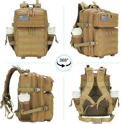 25L Military Tactical Backpack Small Assault Pack Molle Daypack for Men and Women for Work Travel Gym Outdoor Hiking Camping (Khaki)