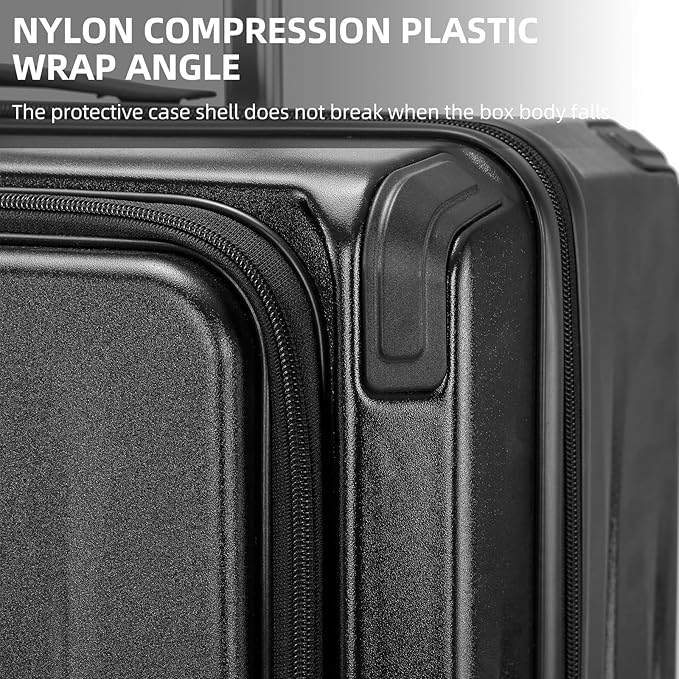 Premium Carry On Luggage, 20 Inch Top Opening Aluminum Frame Lightweight Airline Approved ABS+PC Hard Shell Suitcases with Silent Wheels, TSA Lock, Front Pocket and Wet-dry Separated Six-piece Set