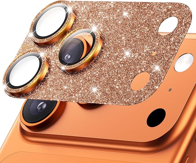 Hoerrye for iPhone 17 Pro Max Camera Lens Protector - [12FT Shatterproof Military Grade] [Strong Adsorption] Metal 9H+ Tempered Glass Camera Screen Full Cover Case Friendly,Cosmic Orange
