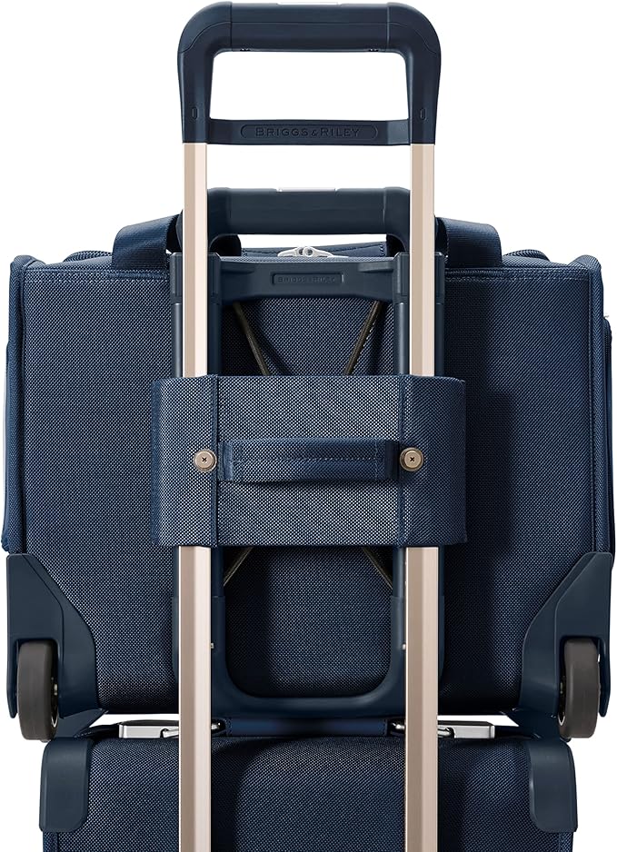Briggs & Riley 2-Wheel Cabin Bag - Carry On Luggage for Travel, Suitcases with Wheels, Softside Rolling Bag for Men & Women, Interlocking Handle, Self-Repairing Zipper - Baseline Collection, Navy