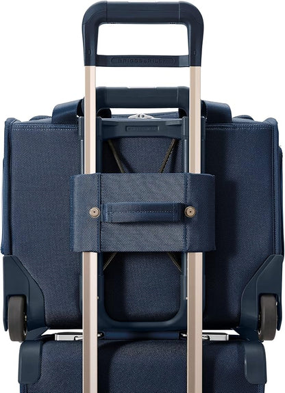 Briggs & Riley 2-Wheel Cabin Bag - Carry On Luggage for Travel, Suitcases with Wheels, Softside Rolling Bag for Men & Women, Interlocking Handle, Self-Repairing Zipper - Baseline Collection, Navy