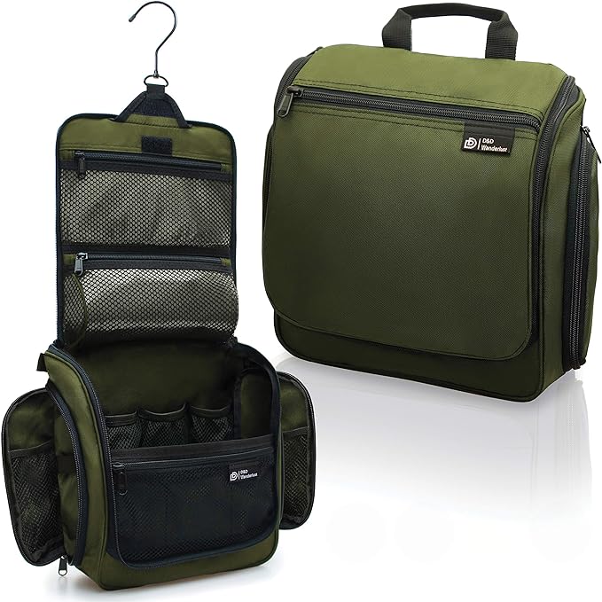 DD D&D Wanderlust D&D Hanging Travel Toiletry Bag for Men and Women – Cosmetics, Makeup and Toiletries Organizer Kit with 10 Compartments