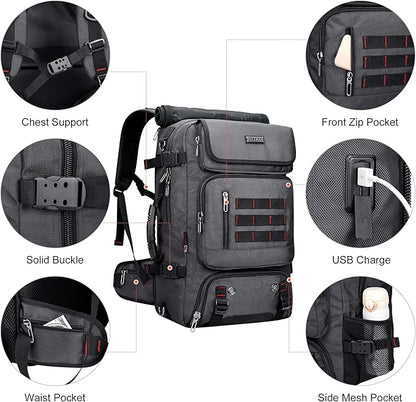 WITZMAN Carry on Travel Backpack for Men Women Airline Approved Convertible Nylon Duffle Backpack Luggage Bag (B682 Silvery Grey)