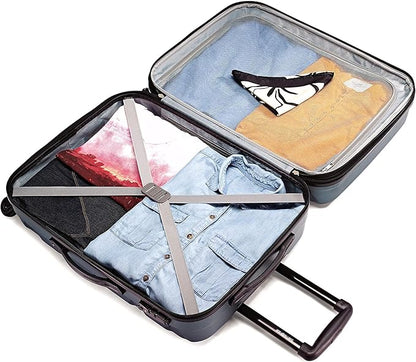 Samsonite Omni PC Hardside Expandable Luggage with Spinner Wheels, Navy, Checked-Large 28-Inch