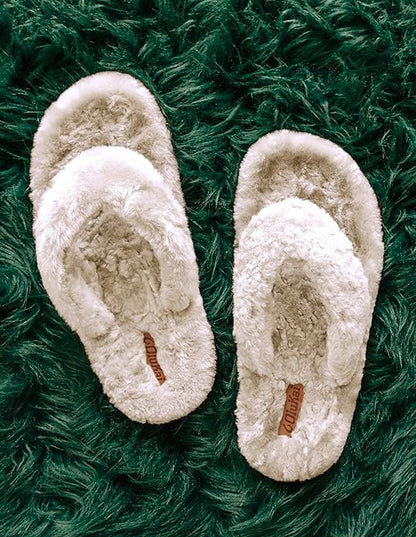 OLUKAI Kipe'a Heu Women's Sandal Slippers, Soft & Comfortable Shearling-Wrapped Straps, Durable Rubber Outsoles for All-Day Wear, Causal & Cute Everyday Style