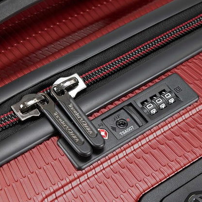 Traveler's Choice Maxporter II 22" Hardside Polycarbonate Spinner Carry-On Luggage, USB Port, TSA Lock, Red