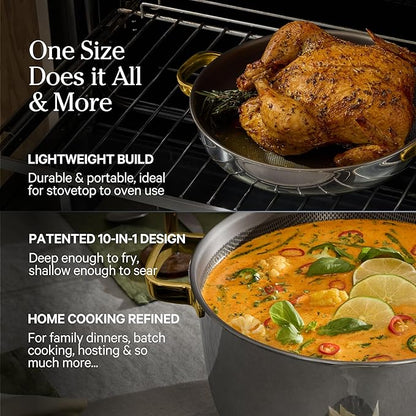 Our Place Titanium Pro Cookware Duo – Always Pan & Perfect Pot with Nonstick No-Coating Technology | Tri-Ply Titanium & Stainless Steel | Safe for Oven, Induction & All Cooktops up to 750°F | Gold