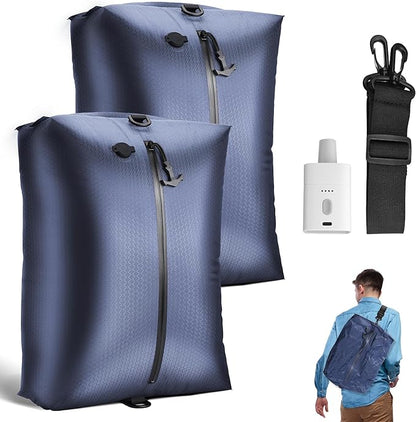 Travel Vacuum Bags with Wireless Pump, Reusable Vacuum Compression Bags for Suitcase, Space Saver for Luggage, Airtight & Waterproof, Perfect for Frequent Travelers & Business Trips (2-Pack)