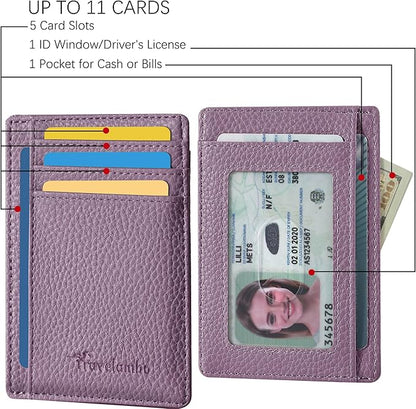 Travelambo Slim Wallet Front Pocket Minimalist Leather RFID Blocking Medium Size