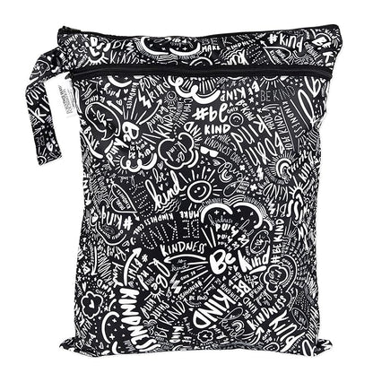 Bumkins Waterproof Wet Dry Bag for Baby, Travel, Swim Suit, Cloth Diapers, Pump Parts, Pool, Beach, Gym Clothes, Toiletry, Hook to Stroller, Daycare, Zipper Reusable Wetdry Packing Pouch, Be Kind