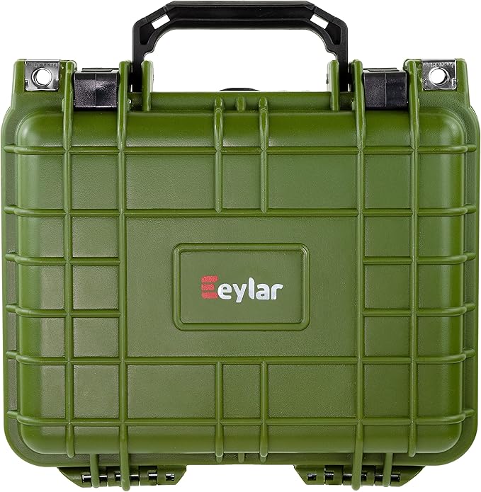 Eylar Small 10.62" Deep Gear, Equipment, Hard Camera Case Waterproof with Foam TSA Standards (Green)