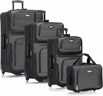 Travel Select Amsterdam Softside Expandable Luggage with Rolling Wheels, Gray, 4-Piece Set (15/21/25/29)