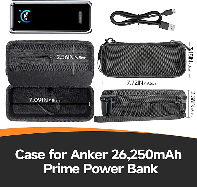 Case Compatible with Anker Prime Power Bank, 26,250mAh 3-Port 300W Portable Charger, Battery Charging Station Carrying Travel Storage Holder for USB-C Chargers (Box Only)