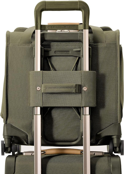 Briggs & Riley Cabin Spinner - Carry On Luggage for Travel, Suitcases with Wheels, Softside Rolling Bag for Men & Women, Fits Under Plane Seat, Interlocking Handle - Baseline Collection, Olive