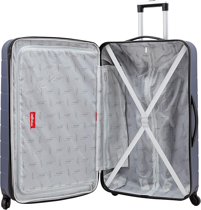 Wrangler Smart Luggage Set with Cup Holder and USB Port, Navy Blue, 3 Piece