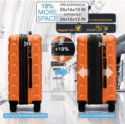 Flight Knight 24x16x10 Expandable Carry On Suitcase Hardside TSA Lock USB C Lightweight Luggage Silent Double Spinner Wheels Maximum Overhead Carry-On Bag For Virgin & South West Approved Airlines