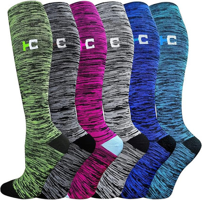 Graduated Compression Socks for Women&Men 20-30mmhg Knee High Socks Travel Hiking Running Stocking