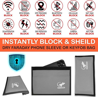 Faraday Bag, Anti-Tracking GPS RFID Car Key Signal Blocker Wallet Shielding Pouch Protective Case for Cell Phone Car Key FOB, Data Privacy, Electronic Device Security (SILVER - NYLON)