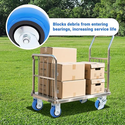 W B D WEIBIDA 4 Inch Heavy Duty Casters Set of 4, Smooth Rolling Caster Design for Cart Wheels, 2500 LBS Industrial Grade Castors with Upgraded Thickened Bracket, Durable Castors (2 Brake & 2 Rigid)