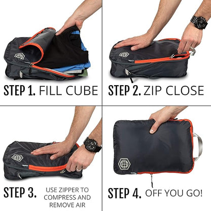 Compression Packing Cubes Set for Travel - Lightweight, Durable Clothes Organizer for Carry-On Luggage and Suitcases by TRIPPED Travel Gear