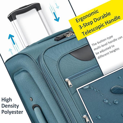 Luggage Sets 3 Piece Softside Expandable Lightweight Durable Softshell Suitcase Sets Spinner Wheels TSA Lock