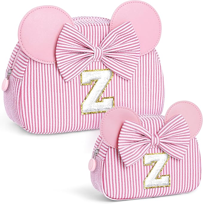 Initial Makeup Bag | Makeup Bags | Travel Cosmetic Bag | Birthday Gifts for Girls | Christmas Gifts for Kids | Birthday Gift for 4 5 6 7 8 9 10 11 12 13 Years Old Girl | Pink Z