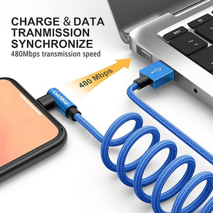 90 Degree iPhone Charger 10FT 2Pack [MFi Certified] USB Lightning Cable 10 Foot Right Angle Nylon Braided Apple Charging Cord Compatible with iPhone 14/13/12/11/Pro/Max/Mini/X/Plus/8/7/6/5/Plus/iPad