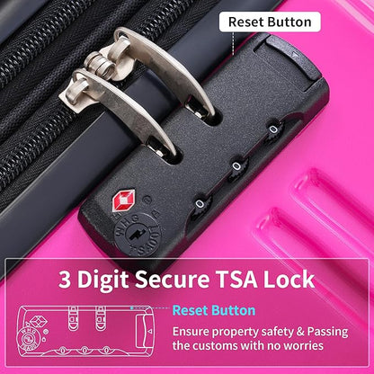Hardshell Luggage Sets 3 Piece Gradient Color Expandable Suitcase with Spinner Wheels and TSA Lock