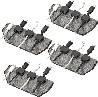 CHARGEWORX Magnetic Cable Organizer – 4 Pack - Weighted Non-Adhesive Cord Holder with 3 Magnetic Clips for USB-C, Lightning & MagSafe Cables – Desk, Office & Nightstand Cable Management