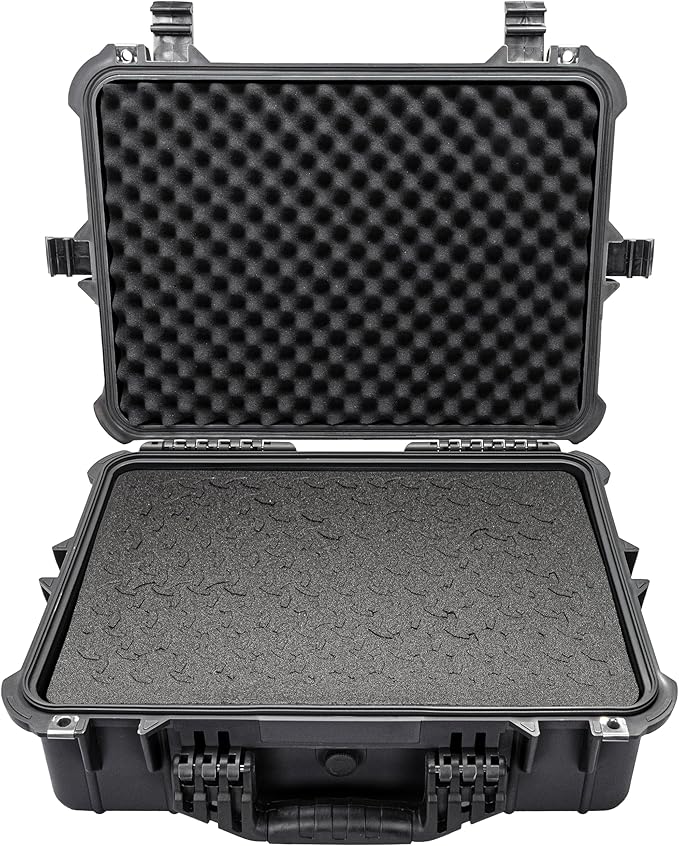Eylar 20" Large Hard Case Equipped With Ragar Reconfigurable & Reusable XP Crosslinked Foam Insert, Waterproof, Shockproof For Equipment, Drones And Cameras (2 Ragar Layers) (Black)
