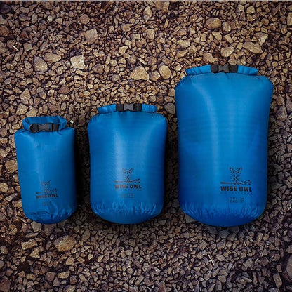 Wise Owl Outfitters Waterproof Dry Bag 3-Pack – Lightweight & Airtight 5L/10L/20L Small & Large Dry Bags for Kayaking, Beach, Travel, Boating, Hiking
