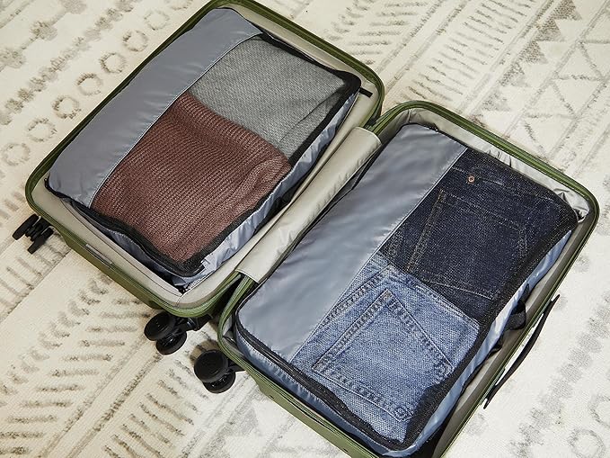 Covermates Packing Cube Set - Premium Polyester - Dual Zipper Pulls - Carrying Handle - Front Mesh Window - Travel Organization, Grey