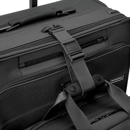 Briggs & Riley Compact 19" Carry-On Expandable Spinner - Carry On Luggage for Travel, Suitcases with Wheels, Softside Rolling Bag for Men & Women, Garment Panels - Baseline Collection, Black
