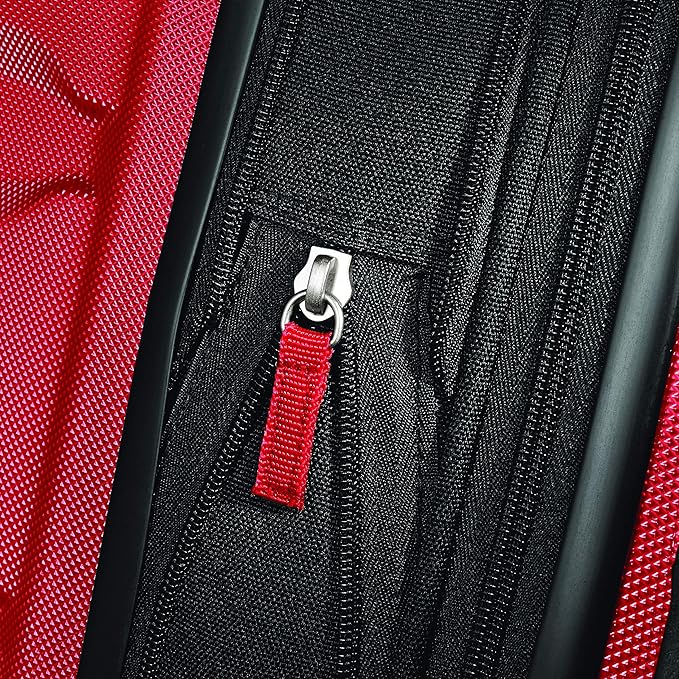 Samsonite Omni PC Hardside Expandable Luggage with Spinner Wheels, Checked-Large 28-Inch, Red