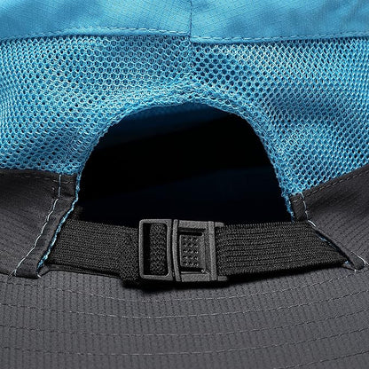 Womens Summer Sun Hat Beach Hat Wide Brim Outdoor UV Protection Hat Foldable Cool Mesh Ponytail Bucket Hat