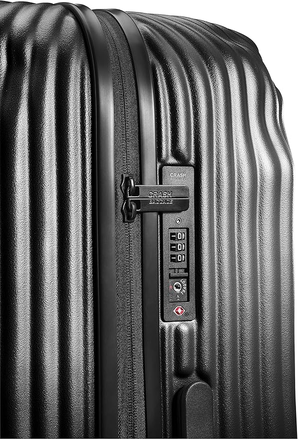 CRASH BAGGAGE Stripe Suitcase | Black | 36L | 100% Polycarbonate, TSA-Approved Lock, 360° Spinning Wheels