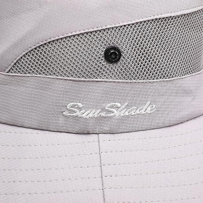 Womens Summer Sun Hat Beach Hat Wide Brim Outdoor UV Protection Hat Foldable Cool Mesh Ponytail Bucket Hat