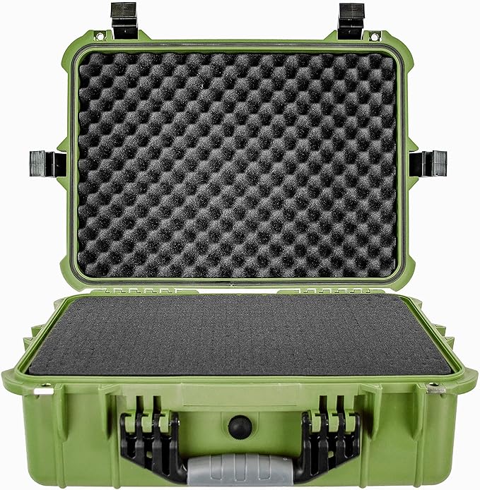 Eylar Large 20 Inch Protective Camera Case Water and Shock Proof With Foam (Green)