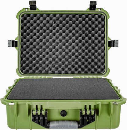 Eylar Large 20 Inch Protective Camera Case Water and Shock Proof With Foam (Green)