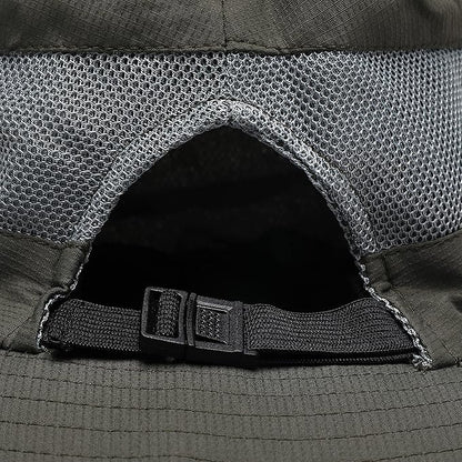 Womens Summer Sun Hat Beach Hat Wide Brim Outdoor UV Protection Hat Foldable Cool Mesh Ponytail Bucket Hat