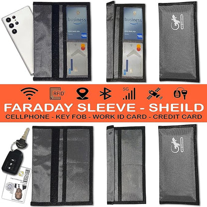 Faraday Bags for Phones - RFID Blocking Sleeves Privacy & GPS Blocker - All Signal Blocking Faraday Pouch Key Fob, Credit Card & Personal Data Go Silent in our Dark Pocket Security - GRAY Faraday Bag