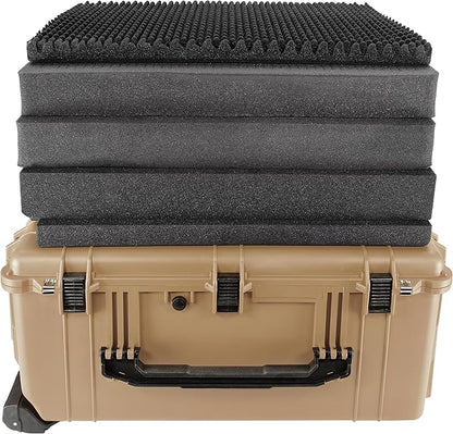 Eylar 31.5" X-Large Protective Roller Hard Case for Cameras, Drones, Tools, and AV Equipment with IP67 Waterproof, Shock Resistant, and Customizable Foam Inserts (Tan FDE)