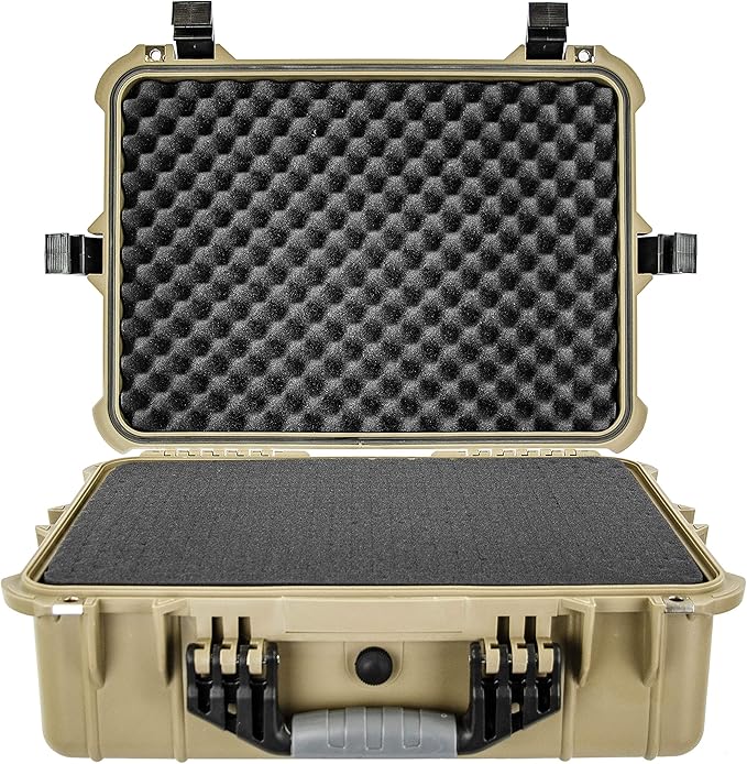Eylar 20 Inch Large Protective Camera Hard Case Water and Shock Proof With Foam Tan