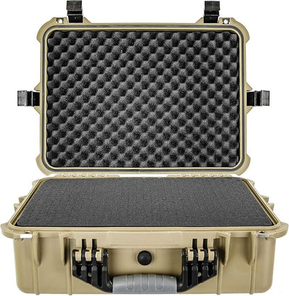 Eylar 20 Inch Large Protective Camera Hard Case Water and Shock Proof With Foam Tan