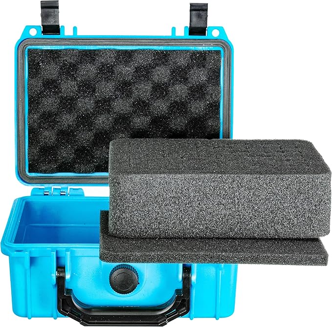 Eylar Protective Hard Case Water & Shock Proof w/Foam TSA Approved 8.12 inch 6.56 inch 3.56 inch (Neon Blue)