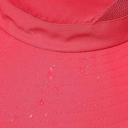 Womens Summer Sun Hat Beach Hat Wide Brim Outdoor UV Protection Hat Foldable Cool Mesh Ponytail Bucket Hat