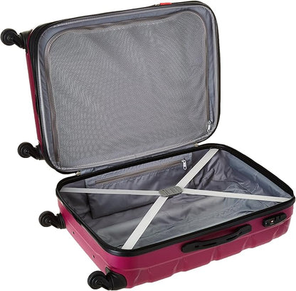 Samsonite Omni PC Hardside Expandable Luggage with Spinner Wheels, Radiant Pink, Checked-Medium 24-Inch