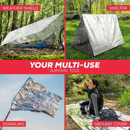 Mart Cobra Emergency Blanket 100-Pack | Reflective Thermal Blanket | Survival Gear | Lightweight Mylar Blankets | Retains 90% Body Heat | Essential for Camping, First Aid, Homeless Care Package Bulk