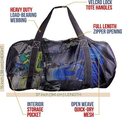 Athletico Mesh Dive Duffel Bag for Scuba or Snorkeling - XL Mesh Travel Duffle for Scuba Diving and Snorkeling Gear & Equipment - Dry Bag Holds Mask, Fins, Snorkel, and More